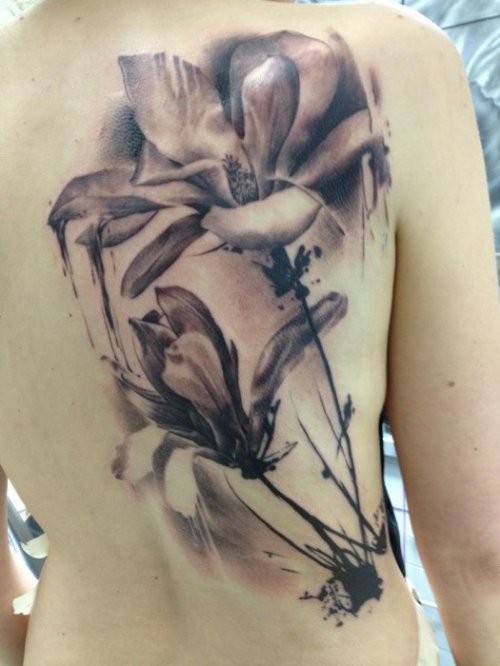 Florian Karg Black And White Flowers Tattoo
